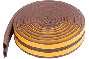 UPSEN Samoprzylepna taśma uszczelniająca do drzwi, profil D, gumowa uszczelka wygłuszająca, antykolizyjna, szczeliny okienne, ogranicznik przeciągów i okien (D-9 x 6-10 m, brązowa)