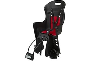 DIEFFE CYCLING ACCESSORIES DIEFFE 8630400091 - Seggiolino Posteriore Bikey Cool FM per Bicicletta con Ruote da 26'' a 29'' Adatto a bambini da 9 a 22 Kg con Ancoraggio al Telaio a colori Nero/Rosso