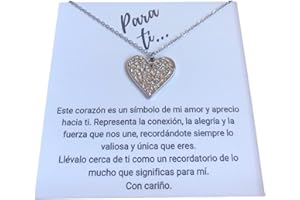 INFINITLIVING Collar Corazón de Acero Inoxidable – Joyería Elegante y Atemporal – Cadena Ajustable de 41 cm + 6 cm – Colgante de 1,5 cm x 1,7 cm – Regalo Día de la Madre, Mujer, Madres, Hijas y Amigas