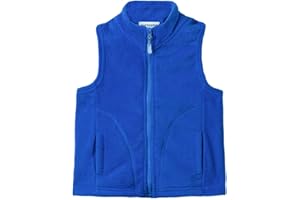 Mud Kingdom Girls Boys Vest Fleece Full-Zip Collared Outwear Warm Jacket with Back Flap Pocket Plain Solid