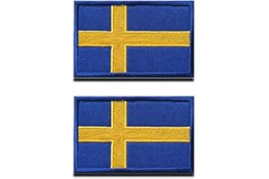 ZCKETO 2 St. Schweden Flagge Patch- Taktisch Schwedischer Nationales Emblem, Bestickter Aufnäher mit Verschluss, Militär Bänder Patch für Rucksäcke Kleidung Taschen Uniform Weste Jersey Reisen