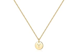 TINGN Collier Femme Collier Lettre Bijoux, Or 14K Rempli Disque Rond Délicat Double Face Gravé Martelé Initiale Collier Personnalisé Lettre Pendentif Initiale Colliers Bijoux Cadeaux pour Femmes