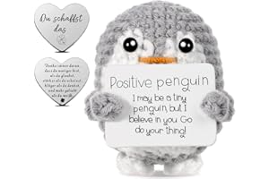 GROVBLE Positive Penguin Geschenk,7.5CM Mini Geschenke Pinguine mit Karte Positiver Pinguin,Geduldsfaden Geschenk,Kleines Kuscheltier Glücksbringer,Pinguin Spielzeug für Freunde Ermutigung Dekoration