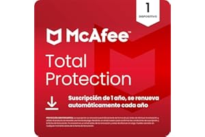 McAfee Total Protection para 1 dispositivo 2026 | Antivirus, VPN, software de seguridad, gestor de contraseñas, | Suscripción de 1 año con renovación automática | Descargar