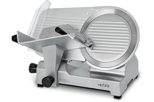 Vertes Affettatrice Elettrica Professionali con 300mm Coltello Diametro e 300 Watt, 0,2-25 mm di Spessore di Taglio, Interruttore di Sicurezza, Piedini in Gomma Antiscivolo, Pietra per Affilare