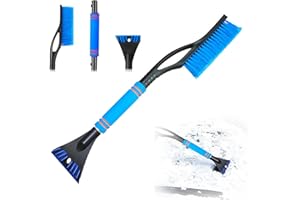YKHSUAOU 2in1 Auto Reinigungsbürste Eiskratzer,Abnehmbarer Eisschaber,Abnehmbarer Schneebesen Auto,Effektiver Auto Eiskratzer Schneebürste für LKW SUV Windschutzscheibe (Blau)