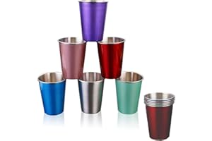KAKBRT Color Tazas Acero Inoxidable Set(Set de 6),Apilables Vasos de Metal,Taza de Café/Taza de Té/Vasos de Cerveza para Camping,Actividades al Aire Libre o en Interior,350ml