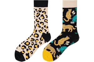NxnChc Lustige Socken Für Damen Und Herren Unisex Viele Motive Tier Essen Obst Sport Kunst Aus Baumwolle Geschenk Asymmetrische Muster Links Und Rechts