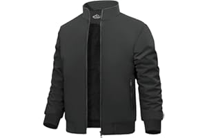 Xnova Blouson Bombers Homme d'hiver Chaud Blousons Aviateur Légère Doublée en Polaire Veste Imperméable mi Saison Thermique Bombardier Manteau Coupe Vent Zippée Travail