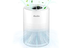 Aircillin Purificador de Aire con Filtro HEPA, Air Purifier Cubre Hasta 765Sq Ft, Elimina 99,97% de Alergia Polen Olor y Caspa de Mascota, humo, 23dB, Temporizador, Luz nocturna