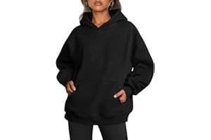 Famulily Ladies Oversized Hoodies Pullover Long Sleeve Sweatshirt Autumn Winter Thermal Fleece Tops with Pockets S-XL