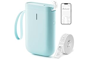 NIIMBOT Drukarka etykiet D11, przenośna drukarka naklejek, technologia bezprzewodowa i 1 rolka papieru do etykiet startowych do organizacji domu i biura (zielona)