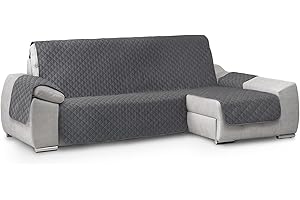 TEXTIL-HOME Textilhome Funda Cubre Sofá Chaise Longue Circus – Protector de Sofá Acolchado, Brazo Derecho (200 cm), Lavable y Resistente contra Manchas y Desgaste – Color Gris (Visto de Frente)