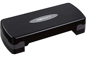 NORDFIT Adjustable Aerobic Exercise Step 2 Levels, 10cm and 15cm height, Stepper for Fitness, Pilates, Aerobics & Home Gym, Non Slip Step Platform Board Workout Equipment