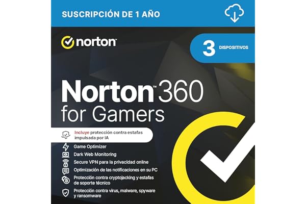 Norton 360 for Gamers 2026 |Antivirus 3 Dispositivos| 1 año| Descarga digital