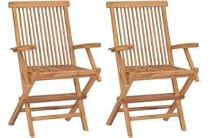 vidaXL 2X Madera Maciza de Teca Sillas de Jardín Asiento Patio Terraza Balcón Comedor Muebles Mobiliario Exterior Duradero Práctico Plegables