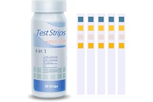 YCFISH 50 Strips Hot Tub Test Strips, 4 In 1 PH Test Strips, Rapid Water Testing Kit for pH, Chlorine, Alkalinity for Accurate Spa, Swimming Pool & Pond Maintenance