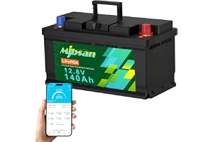 Mjbsan LiFePO4 12 V 140 Ah Bluetooth-litiumbatteri, 1 792 Wh-energilitiumbatteri med 150 A BMS, Max. 15 000+ cykler, lågtempe