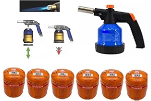SMH LINE Brûleur à gaz avec 6 cartouches de 190 g, chalumeau de soudage, flamme réglable, allumage piézoélectrique