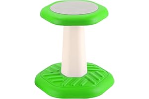 E-Solem Kids Wobble Stool, Flexible Classroom Seating Improves Focus, Posture & Helps ADHD/ADD, Active Core Engagement Wobble Chair, Get The Wiggles Out Active Fidget Chairs, Ages 3-8, Green