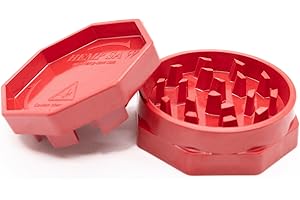 HEMP SAW® - Grinder, Hierbas Molinillo, Apto para lavavajillas, Nueva geometría de corte (rojo)