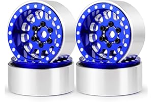 MORLORDY 4Pcs 1.0 Plus Beadlock Wheel Rims for 1/24 RC Crawlers Axial SCX24 Gladiator Deadbolt Bronco C10 JLU Upgrade Parts (Blue)