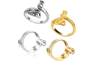 WLLHYF 4PCS Adjustable Knitting Loop Crochet Ring Silver Sparrow Fish Phoenix Metal Woven Rings Open Ring Finger Holder Accessories for Crafts Hand Weaving Hook Line Supplies