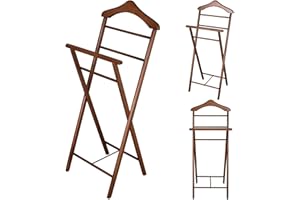 Staboos Herrendiener aus Massivholz in Nussbaum – fertig montierter Kleiderbutler & Stummer Diener – stabiler Stiller Diener für Schlafzimmer, Ankleide & Garderobe & Bad I Kleiderablage