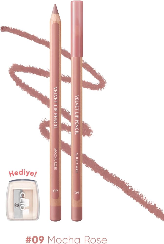 CLIO, Kremsi Formüle Sahip Dudak Kalemi ve Kalemtıraş Seti Velvet Lip Pencil Set 09 Mocha Rose