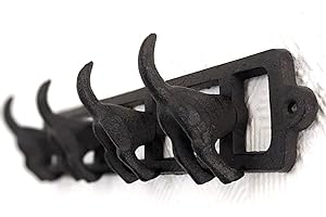 Fyne-Finds Cast Iron Brown 4 Hooks Metal Vintage Dog Tail Leads Coat Keys Wall Mounted Hanger Decorative