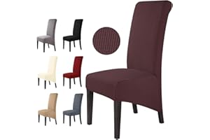 BALLADHOME Pokrowce Na Krzesła 6 Sztuki Pokrowców Na Krzesła Do Jadalni XL Rozciągliwy Pokrowiec Na Krzesło Uniwersalne i Zmywalne Do Domu Jadalni Hotelu Wystrój Domu(6 Sztuki, Brązowy)-XL