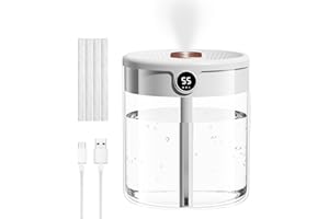 JALANN Air Humidifier for Bedroom, 2L Cool Mist Humidifiers with Night Light, Up to 20H, Auto-Off, Diffuser Humidifier for Home, Babies Nursery Room, Office Plants, 36dB Quiet Operation, Dual Nozzles (White)