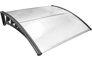 CUNSIEUN Window Door Awning Canopy, UPF 50+ Polycarbonate Entry Door Outdoor Window Awning Exterior, Front Door Overhang Awning for Sun Shutter, UV, Rain, Snow Protection, Hollow Sheet (100 x120CM/S)