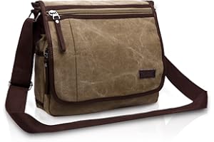 FANDARE Simple Men Postman Messenger Bag Portable Business Student Outdoor Travel Shoulder Bag Large Capacity Multi-Pocket Wear-Resistant Canvas Brown