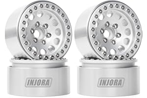 INJORA 4PCS 1,9 Roue Pneus Beadlock RC Jante en Métal pour 1:10 RC Rock Crawler Axial SCX10 pro SCX10 II III TRX4 D90 VS4-10 Redcat Gen 8 7 Pro Enduro(Argent)