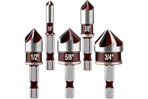 KEWAYO Svasatori per Metallo, 5 pezzi Set di svasatori conici professionali in acciaio HSS, Punta Trapano per Svasatore 82°, per Legno Metallo