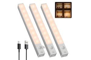 ‎GOODEA GOODEA Schranklicht mit Bewegungsmelder -18cm Mini Dimmbar Schrankbeleuchtung Led Bewegungssensor, 3 Stück Warmweiß Nachtlicht Akku Magnetic Sensor Licht für Kleider Schrank Treppe Flur,3000K