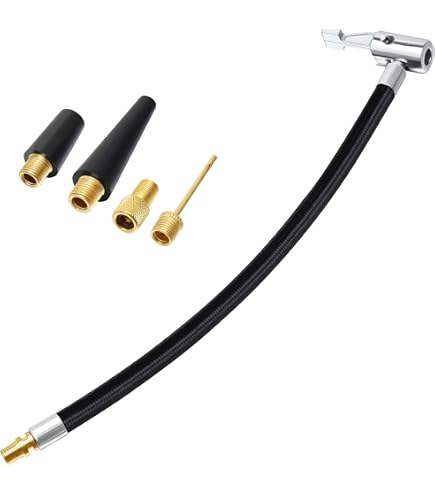 Adattatore Per Gonfiaggio Pneumatici - Tubo Flessibile Da 50cm Con Filettatura Auto-Bloccante, Per Auto, Moto, Bici - Senza Perdite D'Aria - Foto 4