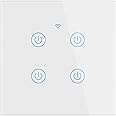 Inwa Smart Wifi Switch,Siri Voice Control No Hub Required No Neutral and Neutral Needed Dual Mode Compitable with HomeKit Alexa Google Assistant (Touch Panel, 4 gang)