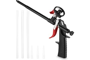 ZAWAER Pistola Schiuma Poliuretanica, Pistole per Schiuma Nero con 3 Ugelli Intercambiabili, Pistola in Schiuma EspansaPU Professionale in Metallo per Calafataggio, Riempimento e Sigillatura di Progetti