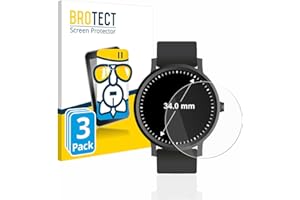 brotect Pellicola Protettiva Vetro per Orologi (Circolare, ø: 34 mm) Protezione Schermo (3 Pezzi) [Durezza Estrema 9H, Chiaro]