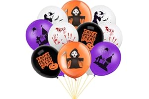 TOPEEDY 30pcs 12inch Halloween Trick or Treat Balloons, Latex Balloons Printed With 5 Different Halloween Pattern Perfect for Halloween Party Decoration（Castle）