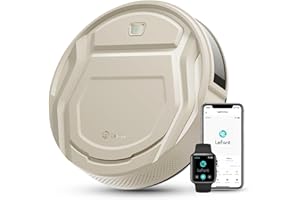 Lefant Aspirateur Robot Mince 2200Pa, Silencieux 55dB, Connecté avec WiFi/Bluetooth/Alexa/App, 120min d'Autonomie, Auto-Charge, Idéal pour Poils d'animaux Sols Durs, M210P Champagne