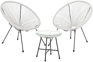 SVITA Bali Balkon-Möbel 3-TLG. Polyrattan Lounge-Set Balkon-Set Terracotta Weiß