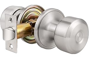 Probrico Passage Door Knob, Internal Door Handle, Brushed Nickel Interior Door Knob Set, No Locking Function, Latch Included, 1 Pack