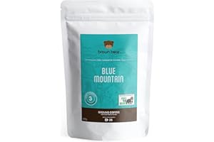 Blue Mountain Medium Roast Ground Coffee 227g - Ideal for French Press Cafetiere Filter Drip V60 Aeropress - Brown Bear - Strength 3 - Donation to Free The Bears - 100% Arabica