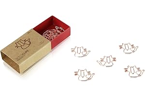 DESIGNMANUFAKTUR BERLIN GOLDCLIPS niedliche süße Deko Clips Büroklammern Heftklammern Lesezeichen Paperclip rose vergoldet in schöner Verpackung, Motiv Katze/Cat