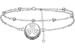Arrebol Bracelet Femme Argent Sterling 925 avec Double Chaîne, Bijoux Original Cadeaux de Noël pour Femmes Mère Épouse - Réglable(16cm+4)