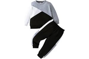 Fnaobai Bambino Ragazzino Felpa Pantalone Completi Set Neonato Colore di Blocco Autunno Maniche Lunghe Tops Inverno Vestiti Tuta