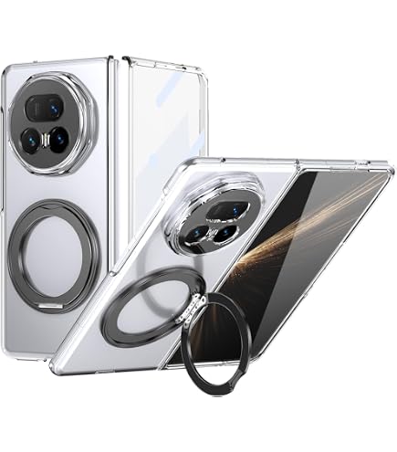 Custodia Trasparente Honor Magic V5 Con Vetro Temperato E Supporto Girevole 360° – Compatibile Con Ricarica Wireless, Oro